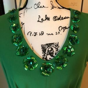 Bob Mackie green embellished dress size 10